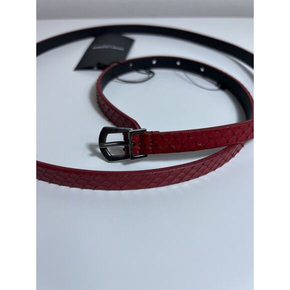 NWT! $445 YSL Saint Laurent Pitone Python Lacquer RED Cherry Skinny Belt 95 Cm - Picture 5 of 11